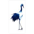 48 x 24 in. Ink Drop Crane 1 Blue Frameless Tempered Glass Panel Contemporary Wall Art