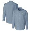 Men's Cutter & Buck Navy Michigan Wolverines Easy Care Stretch Gingham Long Sleeve Button-Down Shirt