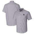 Men's Cutter & Buck Charcoal Gonzaga Bulldogs Vault Stretch Oxford Short Sleeve Button-Down Shirt