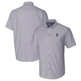 Men's Cutter & Buck Charcoal Kansas Jayhawks Vault Stretch Oxford Short Sleeve Button-Down Shirt