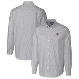 Men's Cutter & Buck Charcoal Ohio State Buckeyes Vault Stretch Oxford Stripe Long Sleeve Button-Down Shirt