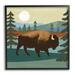 Stupell Industries Sunny Wild Bison Woodlands Lake Trees Collage Graphic Art Black Framed Art Print Wall Art 17x30 by Victoria Barnes