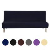 Topchancess Stretch Sofa Bed Cover Folding Armless Sofa Cover All-Inclusive Futon Slipcover Solid Color Black