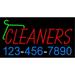 Red Cleaners Phone Number Logo LED Neon Sign 20 Tall x 37 Wide - inches Black Square Cut Acrylic Backing with Dimmer - Bright and Premium built indoor LED Neon Sign for Storefront.