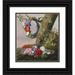 Christine LÃ¸vmand 12x13 Black Ornate Wood Framed Double Matted Museum Art Print Titled: A Bouquet of Flowers at the Foot of a Tree. on a Branch Hangs a Flower Wreath (1832)