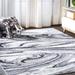 Viscon Abstract Marble Contemporary Light Gray/Black 8 ft. x 10 ft. Area Rug