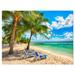 DESIGN ART Designart Blue chairs at the tropical white sand beach Landscapes Sea & Shore Photographic on wrapped Canvas 20 in. wide x 12 in. high