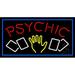 Red Psychic With Logo And Blue Border LED Neon Sign 20 Tall x 37 Wide - inches Black Square Cut Acrylic Backing with Dimmer - Bright and Premium built indoor LED Neon Sign for Storefront.