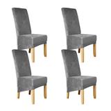 Rosnek Velvet Spandex Chair Covers for Dining Room Set of 4 Soft Stretch Chair Protectors Slipcovers Removable and Washable