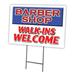 SignMission 12 x 16 in. Barber Shop Walk-Ins Welcome Yard Sign & Stake Outdoor Plastic Coroplast Window