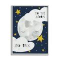 Stupell Industries Moon And Back Lovable Moon Smiling Clouds Stars Graphic Art Gray Framed Art Print Wall Art 24x30 by Rachel Nieman