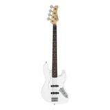 Glarry 4-Strings Electric Bass Guitar White with Bag for Beginners