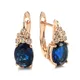Boucles d'oreilles ovales en Zircon bleu bijoux de fête classiques or Rose nouveauté 585