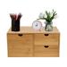 Wood Desktop Organizer with 3 Drawers Desktop Stationary Home Office Art Supplies Organizer Storage Box Brown 12.99*7.48*6.3inch