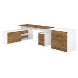 Bush Business Furniture Jamestown 72W L Shaped Desk with Lateral File Cabinet