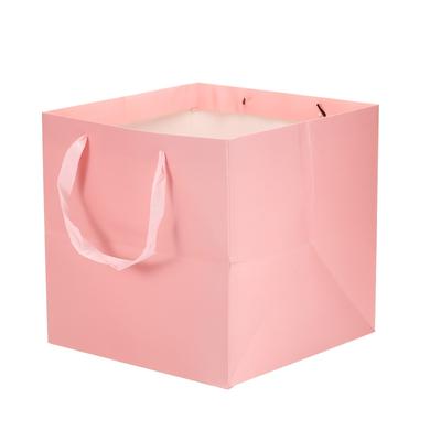 30x30x30cm Paper Bag with Handle, 5 Pack Bouquet Packaging Bag, Pink