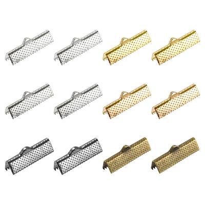 180Pcs Ribbon Crimp Clamp Ends 25mm Cord End Clasp for DIY Craft 6 Colors - 6 Assorted Colors