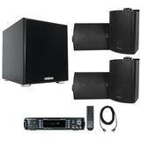 Rockville Bluetooth Home Audio System w/Receiver+(4) Wall Speakers+10 Subwoofer