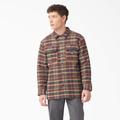 Dickies Men's Flannel Quilted Lined Shirt Jacket - Brown Gingerbread Ivy Plaid Size S (TJR03)