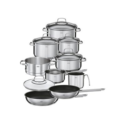 Topf-Set RÖSLE "ELEGANCE", silber (edelstahlfarben), Töpfe, mit Glasdeckel und Innenskalierung, spülmaschinen-/ induktionsgeeignet Image
