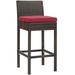 Ergode Conduit Outdoor Patio Wicker Rattan Bar Stool - Brown Red