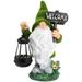 Flocking Gnome Solar Garden Statues Outdoor Decor Flocked Gnome with Solar Lantern Figurine Dwarfs Jardim Ornaments