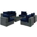 Ergode Summon 7 Piece Outdoor Patio Sunbrella Sectional Set - Canvas Navy