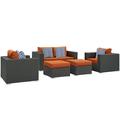 Ergode Sojourn 5 Piece Outdoor Patio Sunbrella Sectional Set - Canvas Tuscan