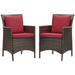 Ergode Conduit Outdoor Patio Wicker Rattan Dining Armchair Set of 2 - Brown Red