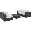 Ergode Convene 5 Piece Outdoor Patio Sectional Set - Espresso White