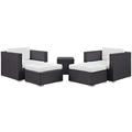 Ergode Convene 5 Piece Outdoor Patio Sectional Set - Espresso White