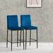 Topcobe Set of 2 Modern Bar Height Bar Stools 2 Pcs Velvet Diamond Grid Pattern Bar Chairs with Back & Metal Legs Blue