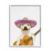 Stupell Industries White Pit Bull Dog Playing Guitar Mustache Sombrero Framed Wall Art 16 x 20 Design by Tai Prints