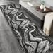 HR White Grey Black Modern Contemporary Abstract Area Rugs Marble Pattern 2 x 7 Runner