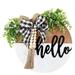 Hello Welcome Sign Front Door Rustic Hanging Spring Wreath Hello Door Sign Farmhouse Porch Wood Decor for Summer Fall Home Decor Wall Pediments with Tassel Wood Beaded