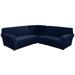 CJC 7 Seat Velvet Recliner Sofa Covers 3-Piece Corner Sofa Covers L-Shaped Sectional Couch Slipcovers Stretch Furniture Protector Navy Blue