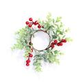 4 Pieces Christmas Candle Garland Simulation Colored Berry Candle Garland Xmas Wreath Candle Holder Mini Candle Ring for Wedding Party Living Room Dining Table Closet Decoration(7 Inch Red)