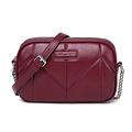 David Jones - Women's Small Crossbody Bag Zip - Ladies PU Leather Shoulder Bag 2 Compartments - Multi Pocket Mini Purse Handbag Clutch - Work Travel City Evening Party Phone - Burgundy Red