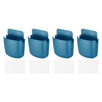 4pcs Remote Control Holders Wall Mount Hole-Free Storage Box with Adhesive, Blue