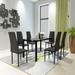 7-Piece Industrial Dining Table Set with 6 PU Upholstered Chairs