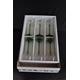 Vintage boxed set of six white wine or hock glasses with etched bowls and green glass stems