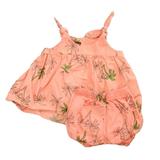 Pre-owned Tea Girls Pink | Green Palm Trees Apparel Sets size: 6-9 Months