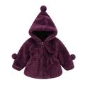 Winter Savings Clearance! Suokom Toddler Girls Solid Color Thicken Plush Cute Keep Warm Winter Hoodie Hairball Thick Coat Cloak Baby Sweater Girls Outerwear Jackets & Coats Purple