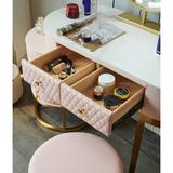 Mercer41 Flutura Solid Wood Vanity Set w/ Stool & Mirror Wood in Pink | 29.52 H x 39.37 W x 18.89 D in | Wayfair 715F2469D7A74BCDBB82B69AD796FCDB