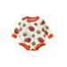 AMILIEe Little Baby Boys Girls Halloween Romper Smiley Pumpkin Print Round Neck Long Sleeve Bodysuit