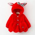 TOWED22 Baby Girls Outerwear Jackets & Coats Toddler Kids Baby Boy Girl Winter Hooded Clothes 3D Ear Zipper Hoodie Coat Solid Color Long Sleeve Plush Warm Jacket Red