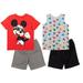 Disney Mickey Mouse Infant Baby Boys T-Shirt Tank Top and Mesh Shorts 4 Piece Outfit Set Infant to Little Kid