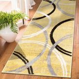 Black/Gray 87 x 24 x 0.39 in Area Rug - Wade Logan® Andreina Abstract Yellow/Black/Gray Area Rug, Polypropylene | 87 H x 24 W x 0.39 D in | Wayfair