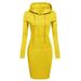 Women Hoodie Dress Long Sleeve Solid Pocket Knee Length Slim Pullover Dresses Casual Sweatshirt Fall Clothes for Women