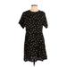 Wednesday's Girl Casual Dress - A-Line Crew Neck Short sleeves: Black Polka Dots Dresses - Women's Size X-Small